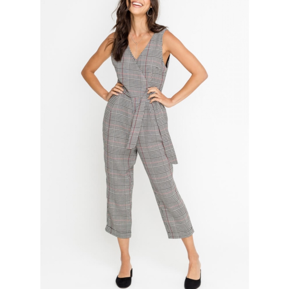 NWT ♡ Cropped Plaid Wrap Style Jumpsuit, ON SALE!